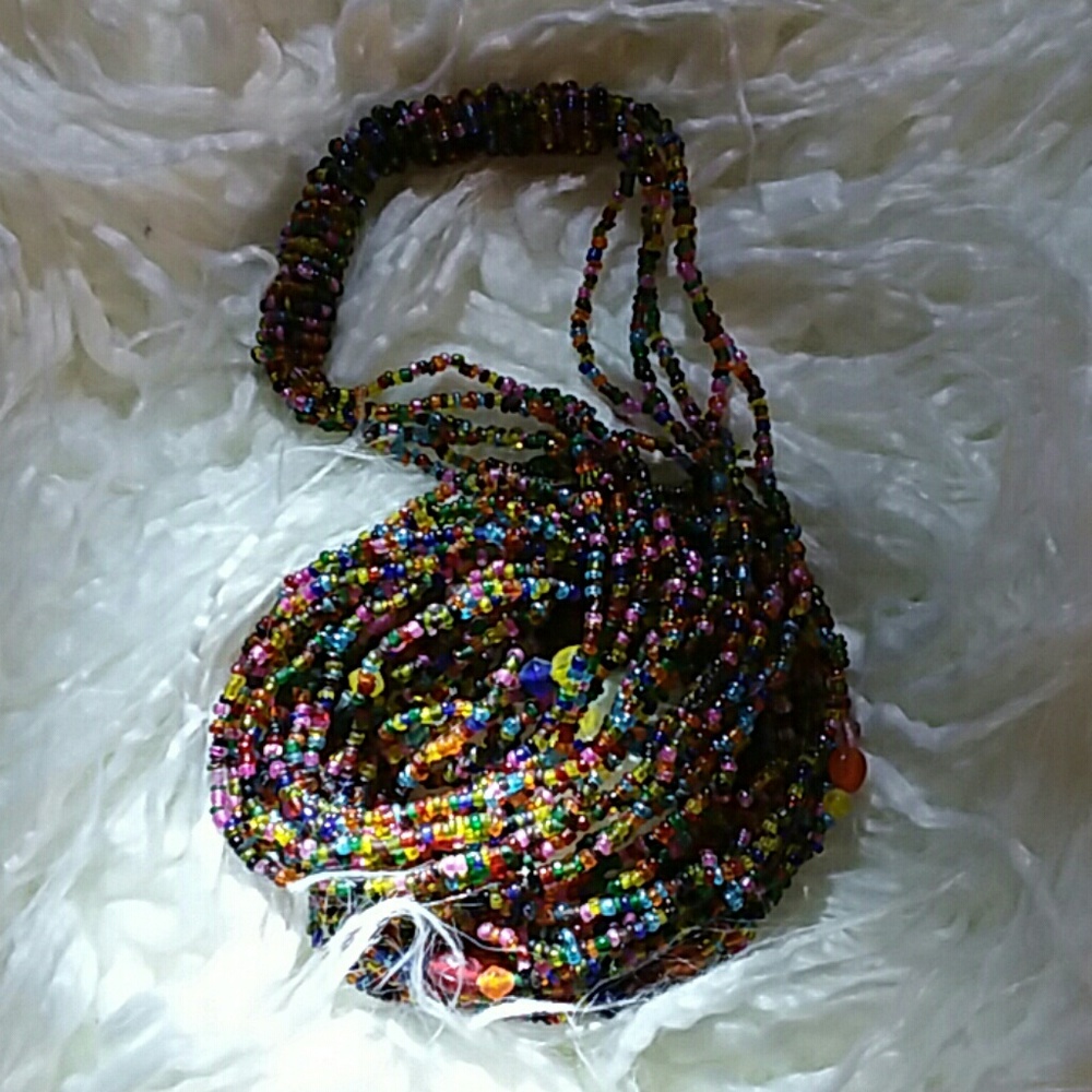 Multi-colored hand beaded belt